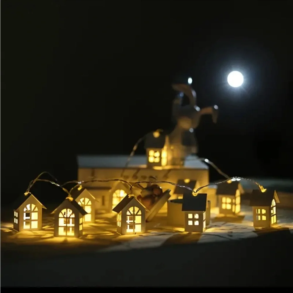 Christmas Strand Light, Mini Cabin Christmas Lights, Mini Cabin Holiday Lights